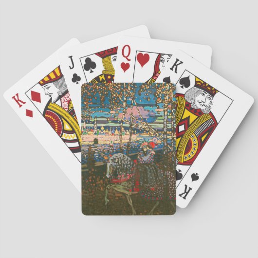 Abstraktes Kandinsky-Reitpaar farbenfroh Spielkarten (Rückseite)