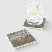 Abstraktes Kandinsky-Reitpaar farbenfroh Steinuntersetzer (Seitenansicht)