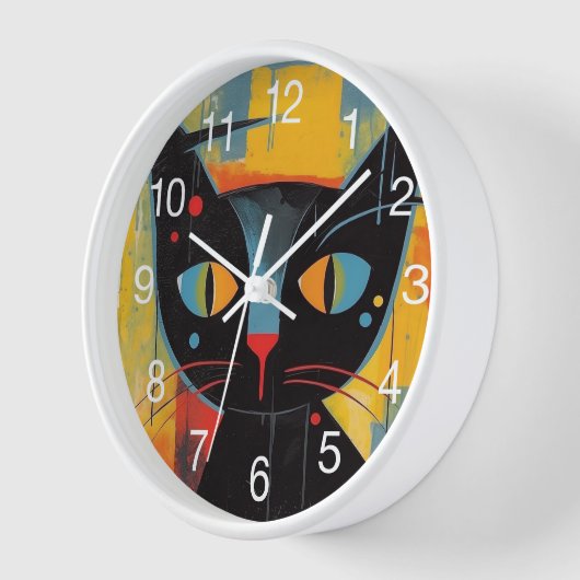 Abstraktes Katzenbild Uhr (Winkel)