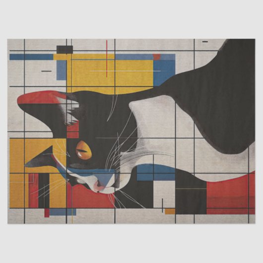 Abstraktes Katzendekoupage Seidenpapier (Vorderseite)