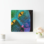 Abstraktes Katzengefühl Quadratische Wanduhr (Zuhause)