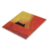 Abstraktes Katzengemälde mit Lieblingsstuhl Fliese (Seite)