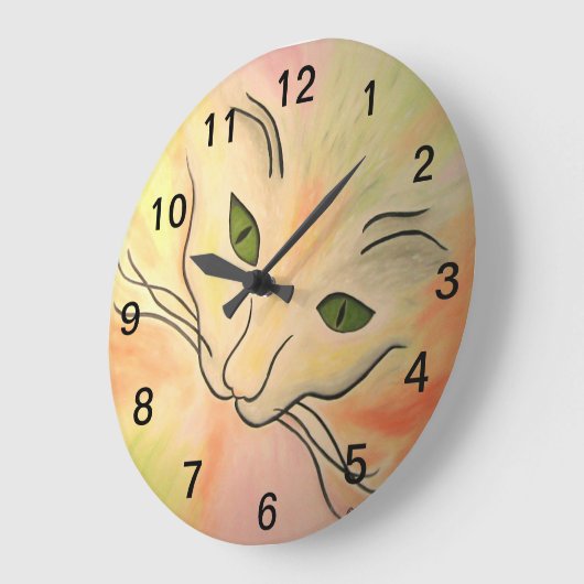 Abstraktes Katzengesicht Große Wanduhr (Winkel)