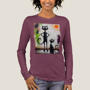 Abstraktes Katzenkunst-T-Shirt Moderne Farben Tri-Blend Shirt
