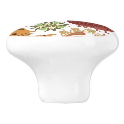 Abstraktes Kinder-und Tier-Muster Keramikknauf (Seitenansicht)