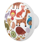 Abstraktes Kinder-und Tier-Muster Keramikknauf (Rechts)