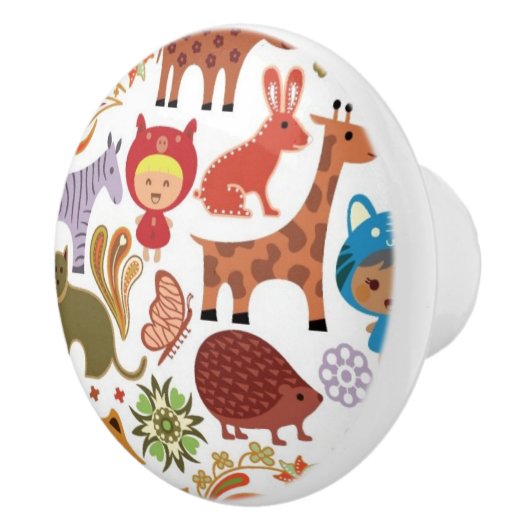 Abstraktes Kinder-und Tier-Muster Keramikknauf (Rechts)