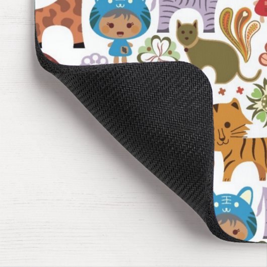 Abstraktes Kinder-und Tier-Muster Mousepad (Ecke)