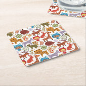 Abstraktes Kinder-und Tier-Muster Rechteckiger Pappuntersetzer (angewinkelt)