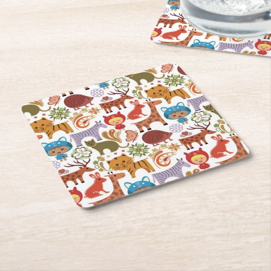 Abstraktes Kinder-und Tier-Muster Rechteckiger Pappuntersetzer (angewinkelt)