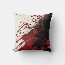 Abstraktes Kissen mit rotem und schwarzem Fluid