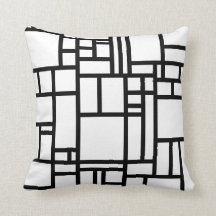 Abstraktes Kissen zum Einwerfen in Schwarz-Weiß-Bl