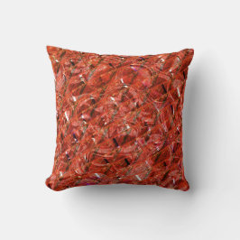 Abstraktes Klarrot mit Flecken und gekrönten Stile Kissen