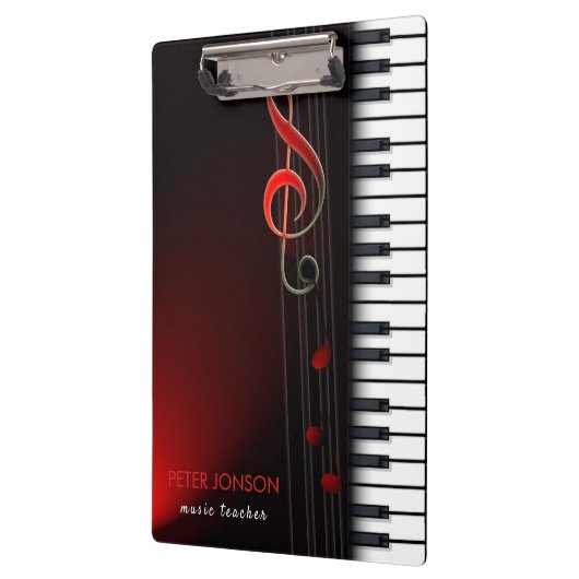 Abstraktes Klavier und Roter Clef Klemmbrett (Links)
