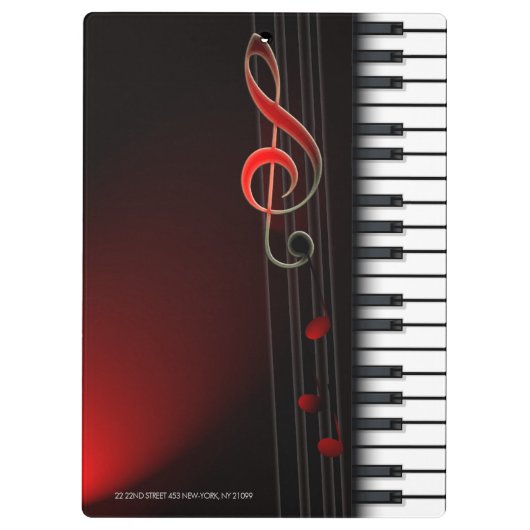 Abstraktes Klavier und Roter Clef Klemmbrett (Rückseite)