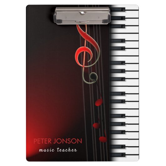 Abstraktes Klavier und Roter Clef Klemmbrett (Vorderseite)