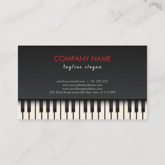 Abstraktes Klavier und Roter Klee Visitenkarte (Rückseite)