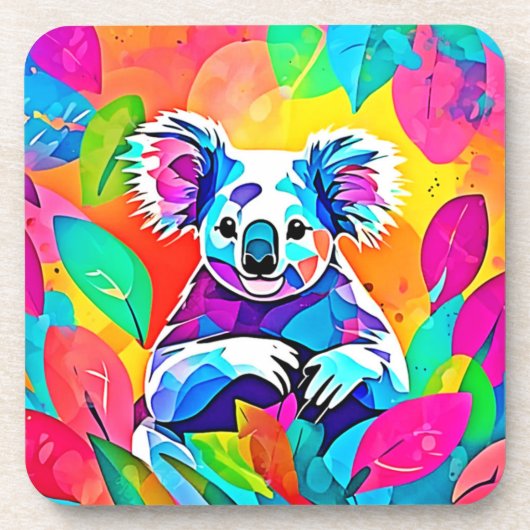 Abstraktes Koala-Design Getränkeuntersetzer (Vorderseite)