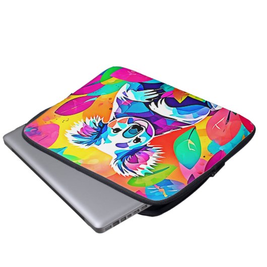 Abstraktes Koala-Design Laptopschutzhülle (Vorne Knopf)