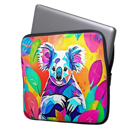 Abstraktes Koala-Design Laptopschutzhülle (Vorderseite Links)