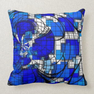 "ABSTRAKTES KOBALT-BLAU WEISSES" mutiges helles Kissen