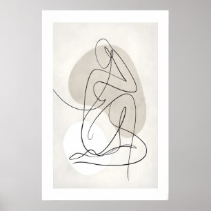 Abstraktes Kontur-Figur-Poster - Neutrales Grau un Poster