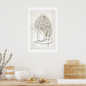 Abstraktes Kontur-Figur-Poster - Neutrales Grau un Poster (Küche)