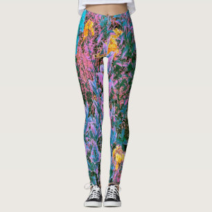 Abstraktes Korallen-, Rosa-Grün- und Aquamarin-Gar Leggings