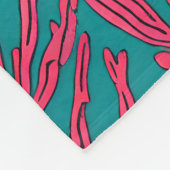 Abstraktes Korallenriff Rosa und Aquamarines Muste Fleecedecke (Ecke)