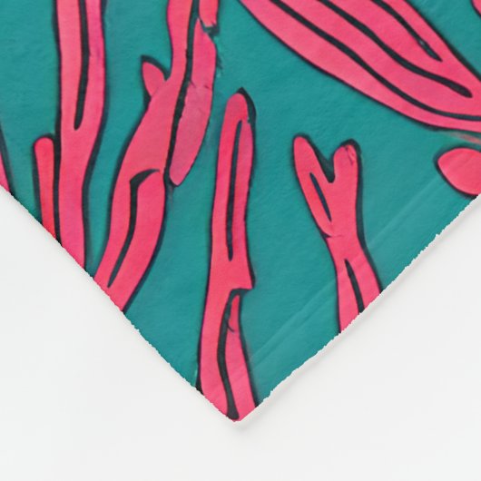 Abstraktes Korallenriff Rosa und Aquamarines Muste Fleecedecke (Ecke)