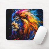 Abstraktes kosmische Tierwelt-Löwenporträt Mousepad (Mit Mouse)