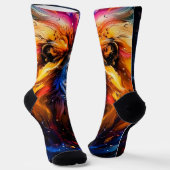 Abstraktes kosmische Tierwelt-Löwenporträt Socken (Gewinkelt)