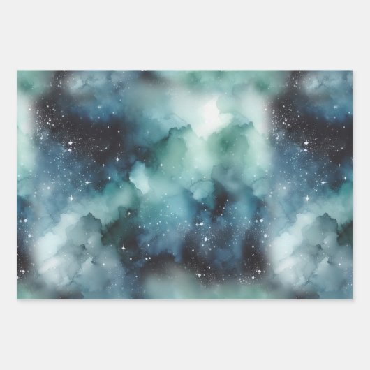Abstraktes kosmisches Landschaftsbild Geschenkpapier Set (Vorderseite)