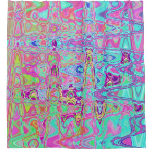 Abstraktes kosmisches Wasser und reflexfarbene Fle Duschvorhang (Vorderseite)