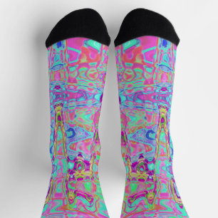 Abstraktes kosmisches Wasser und reflexfarbene Fle Socken