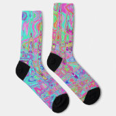Abstraktes kosmisches Wasser und reflexfarbene Fle Socken (Rechts)