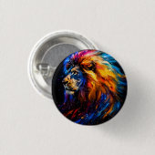 Abstraktes kosmisches Wildtier-Löwenporträt Button (Vorne & Hinten)