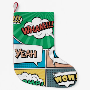Abstraktes kreatives Konzept Comic Pop Art Blank Kleiner Weihnachtsstrumpf