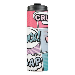 Abstraktes kreatives Konzept Comic Pop Art Blank Thermosbecher