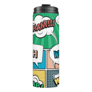 Abstraktes kreatives Konzept Comic Pop Art Blank Thermosbecher