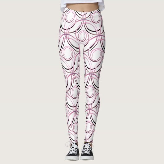 Abstraktes Kreisjapanermuster Leggings (Vorderseite)