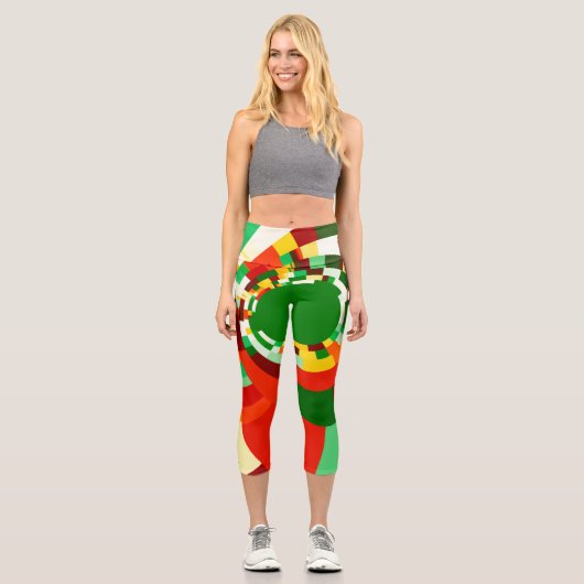 Abstraktes Kreismuster Capri Leggings (Vorderseite)