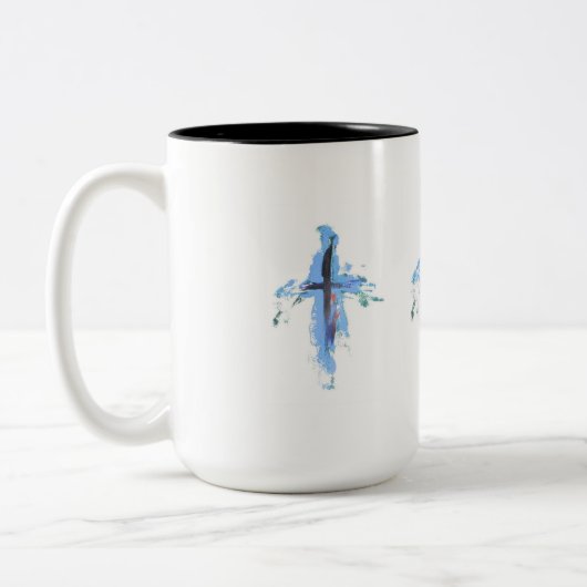 Abstraktes Kreuz auf 15 oz Tasse (Links)