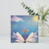 Abstraktes Kreuz und Bibel Einladung (Stehend Vorderseite)