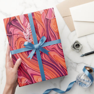 Abstraktes Kristall-Sonnenuntergangs-Orange-Gesche Geschenkpapier