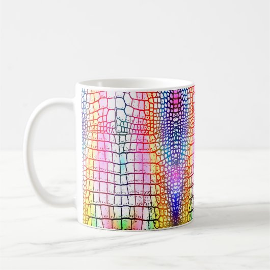 Abstraktes Krokodil-Muster, farbiges Muster Kaffeetasse (Links)