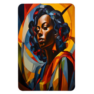 Abstraktes kubistisches Portrait Art Magnet