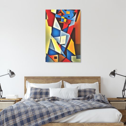 Abstraktes kubistisches Portrait Canvas Print Leinwanddruck (Insitu (Schlafzimmer))