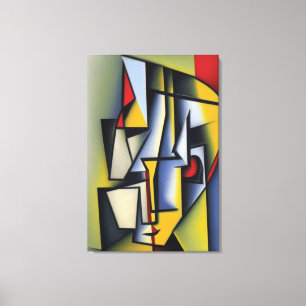 Abstraktes kubistisches Portrait Canvas Print Leinwanddruck