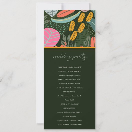 Abstraktes kühne tropisches botanisches Hochzeitsp Einladung (Rückseite)